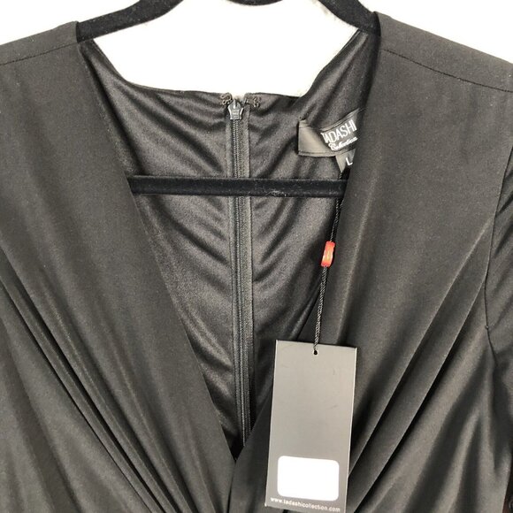 Tadashi Shoji Dress Womens Large Black Twisted Knot Ruched Formal Event NEW - Picture 8 of 16